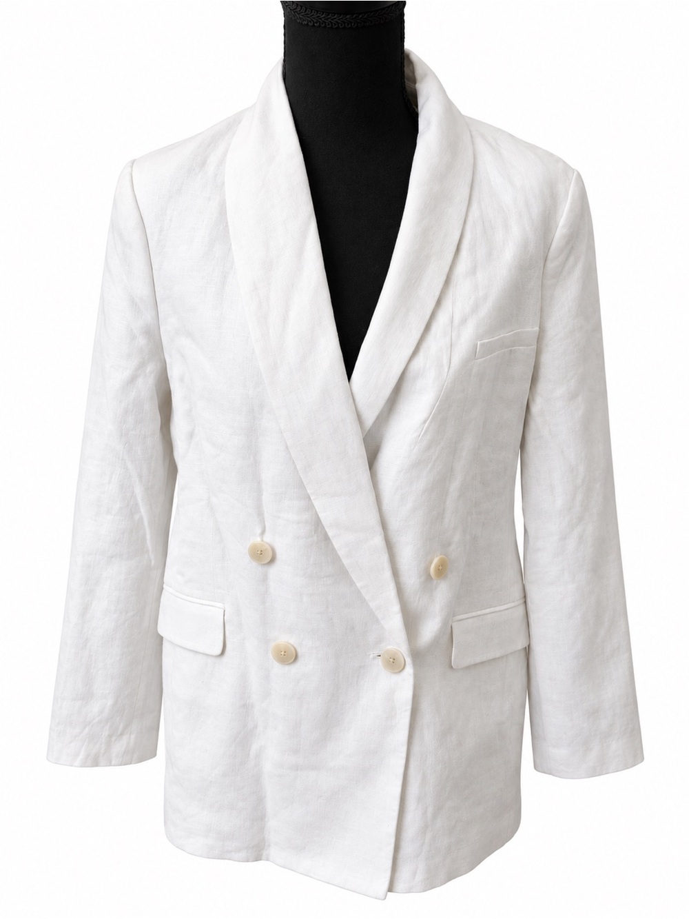 NWT Banana Republic White Linen Double-Breasted Blazer Size 16
